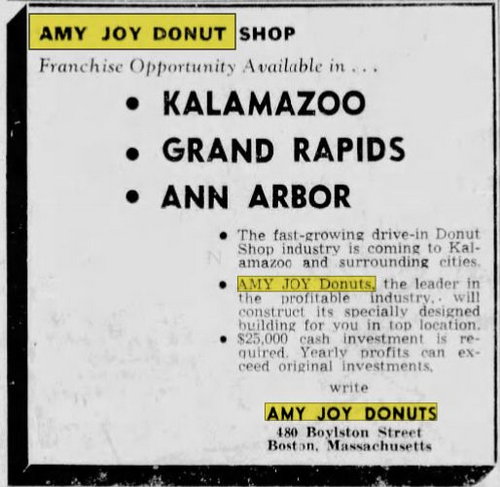 Amy Joy Donuts - Nov 27 1960 Article (newer photo)